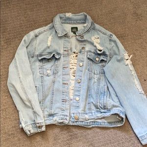 light washed ripped jean jacket